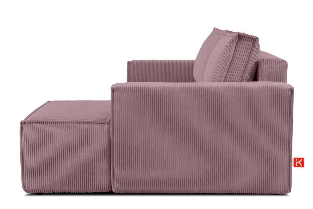 ECKSCHLAFSOFA-RECHTS NAPI in Pet Friendly Cord-Stoff, hellviolett - Violett/Schwarz, Textil (262/148cm) - KONSIMO®
