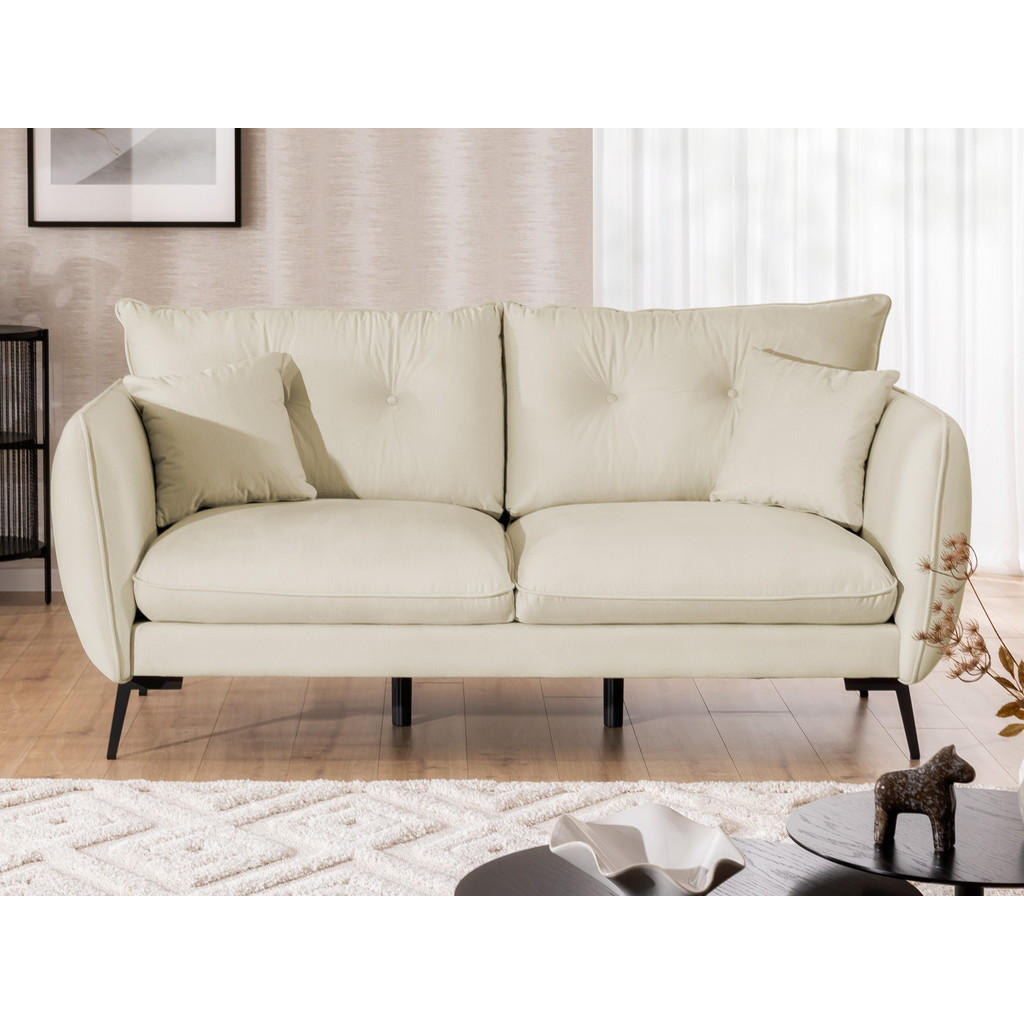 Thumbnail - S-Style Möbel 3-Sitzer-Sofa, Beige, Textil, Echtholz, Teilmassiv,Buche, Birke, Füllung: Silikon,Silikon,Polyurethan (Pur...
