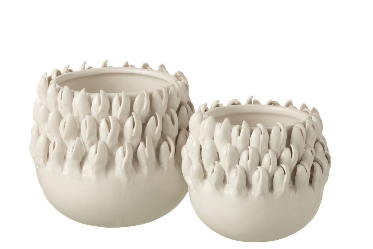 BLUMENTOPF IBIZA - Töpferei - Weiß - L - Ø 15,5 cm - Weiß, Keramik (15.5/14.5cm) - J-Line