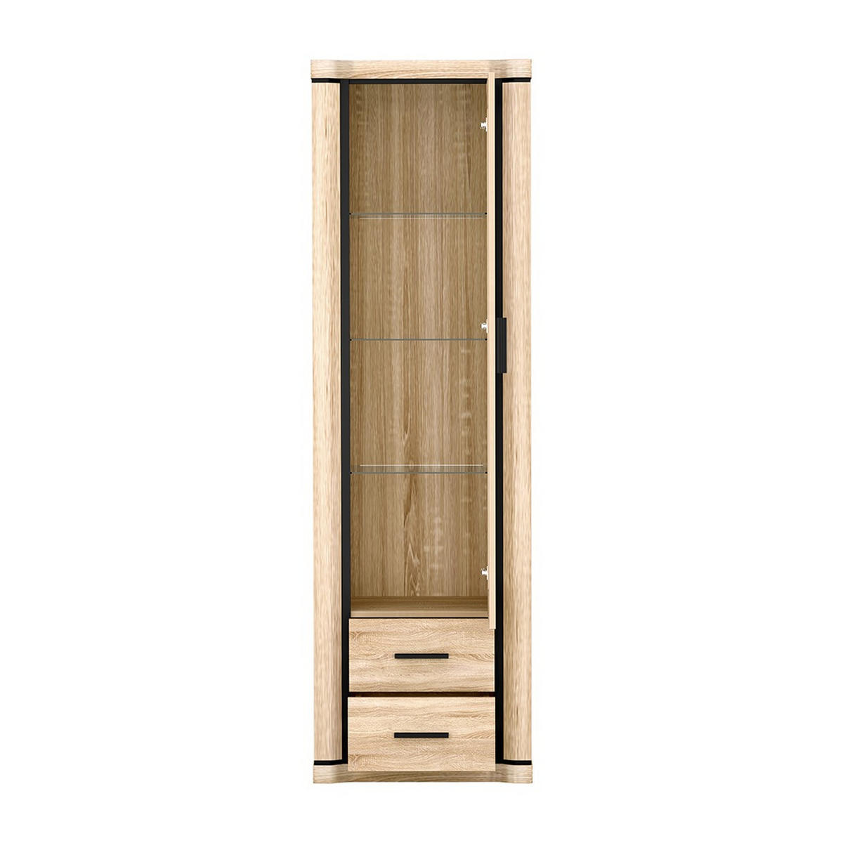 VITRINE Dallas D-16 58 x 192 x 45 cm Eiche Sonoma - Sonoma Eiche, Glas/Holzwerkstoff (58/192/45cm) - Koseto