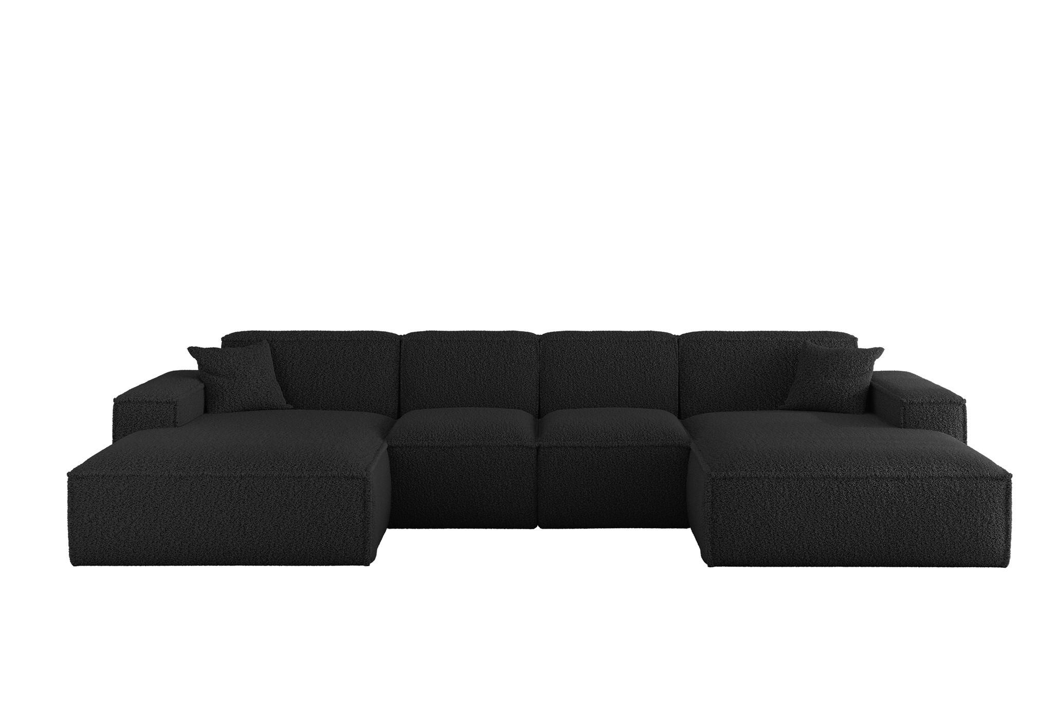 WOHNLANDSCHAFT Celes Premium Xs Sven - Schwarz, Holzwerkstoff/Textil (342/73/165cm) - Fun Möbel