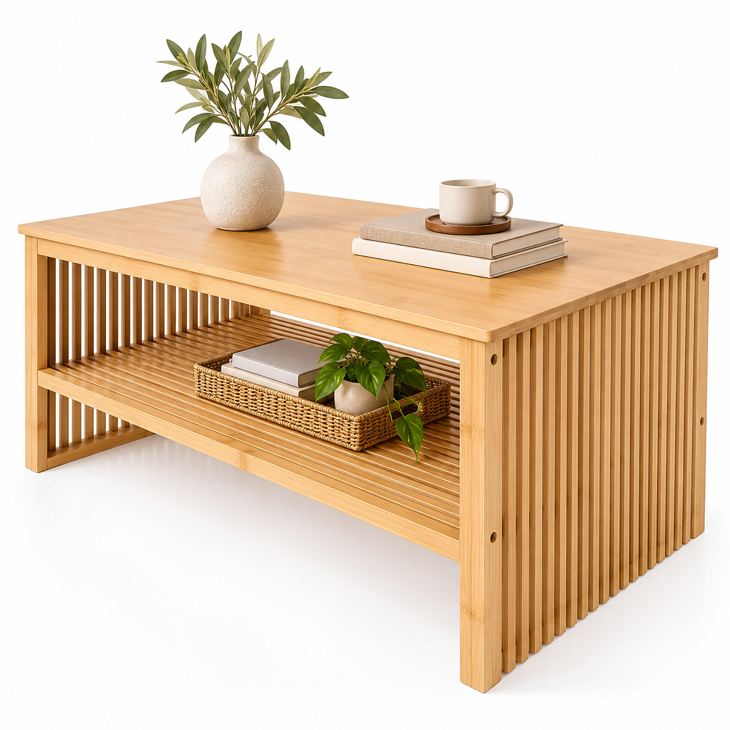 Relaxdays Couchtisch Hellbraun 98x48x55 cm