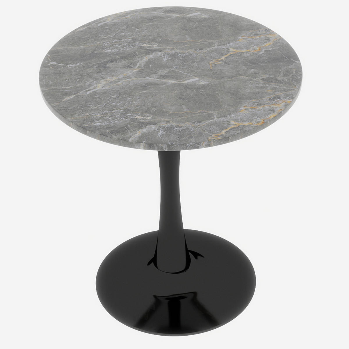COUCHTISCH 70 cm Schwarz/Grau aus Kunstmarmor mit modernem Design - Grau, Stein (70/70/72cm) - OKMYHOME