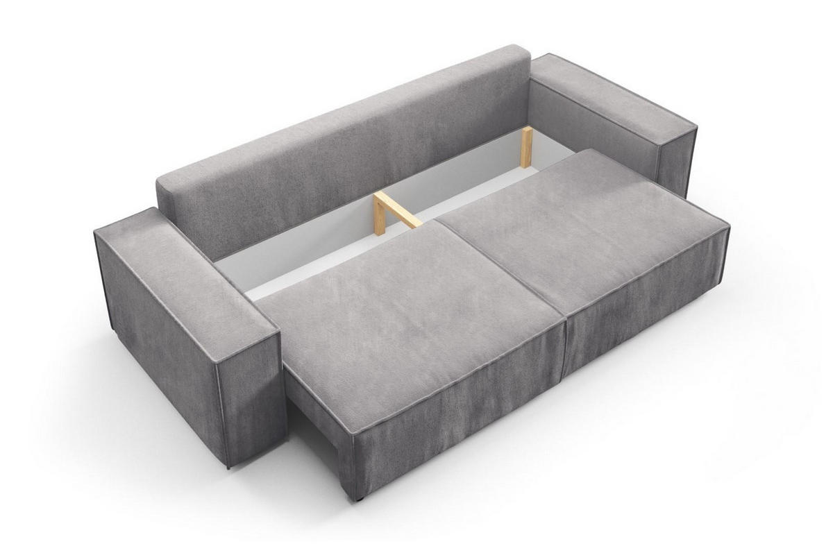 SCHLAFSOFA mit Bettkasten Grau - Grau, Textil (255/88/102cm) - Furnisell
