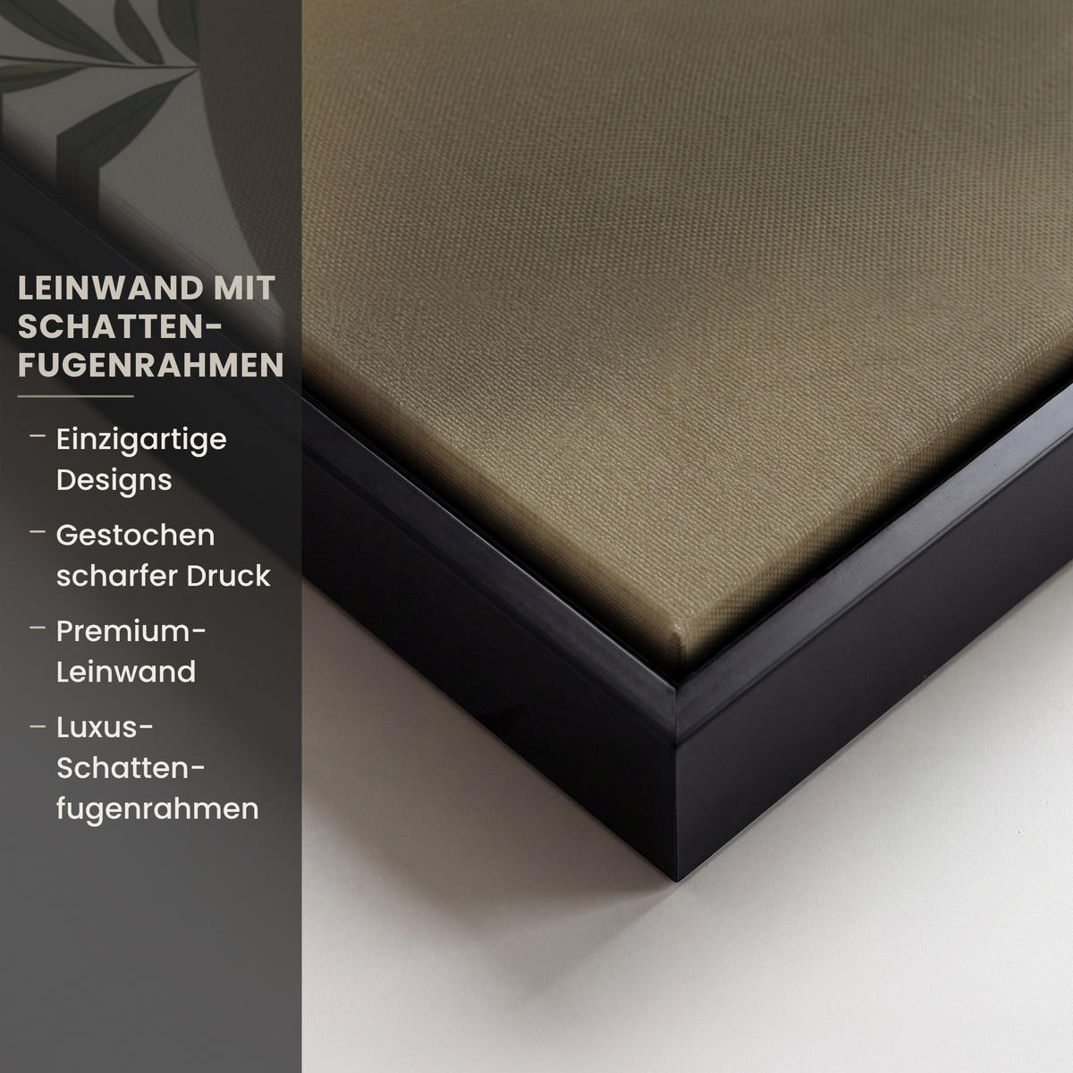 LEINWAND Bilder mit Rahmen - Formen - Rund - Blätter - Beige - 80x60 - Rostfarben, Textil (80/60cm) - MuchoWow