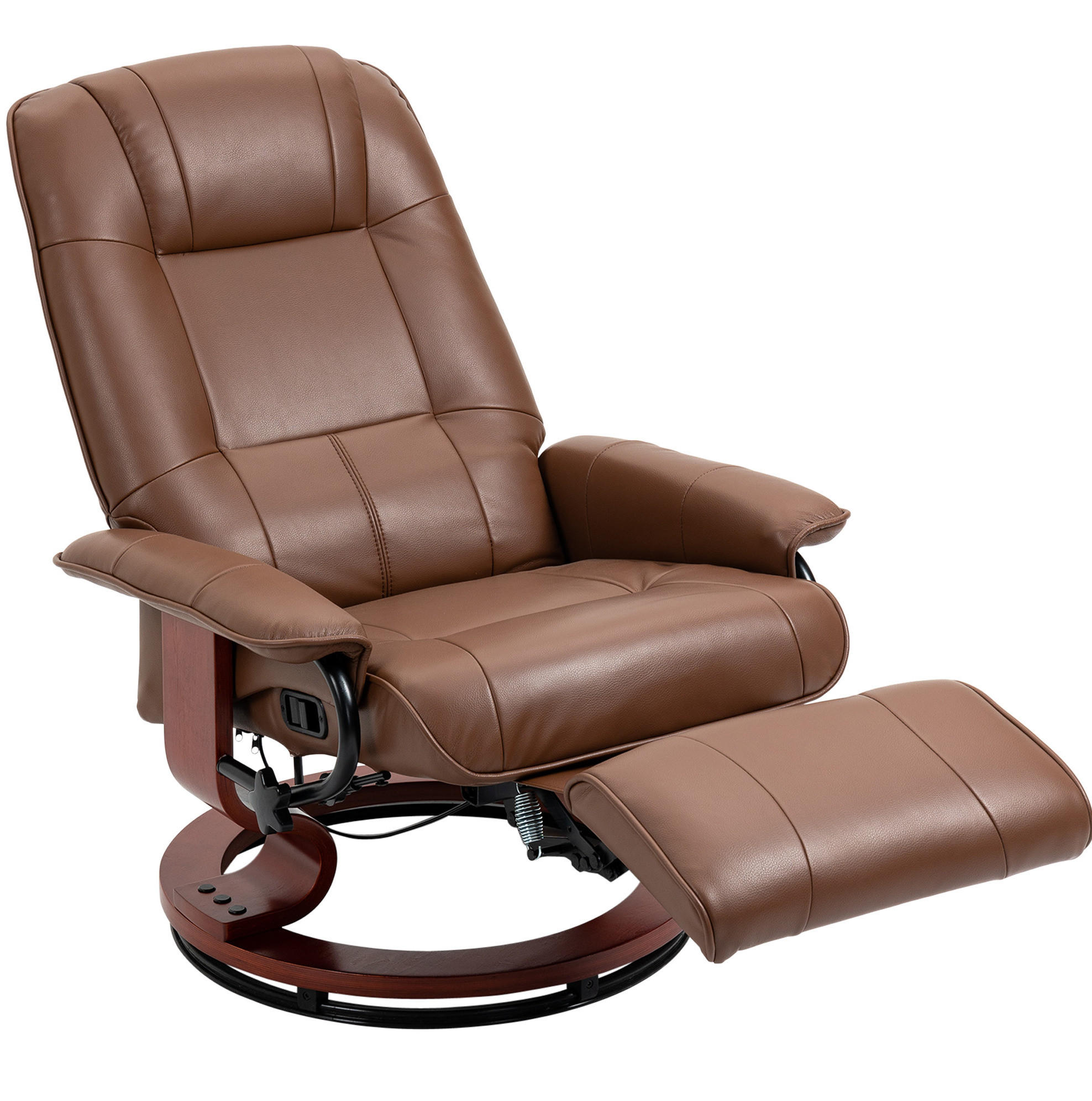 RELAXSESSEL 87/78/100 cm manuell verstellbar mit Fußteil in Braun - Braun, Leder (87/100/78cm) - BEAOK