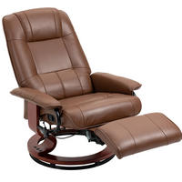 RELAXSESSEL 87/78/100 cm manuell verstellbar mit Fußteil in Braun - Braun, Leder (87/100/78cm) - BEAOK