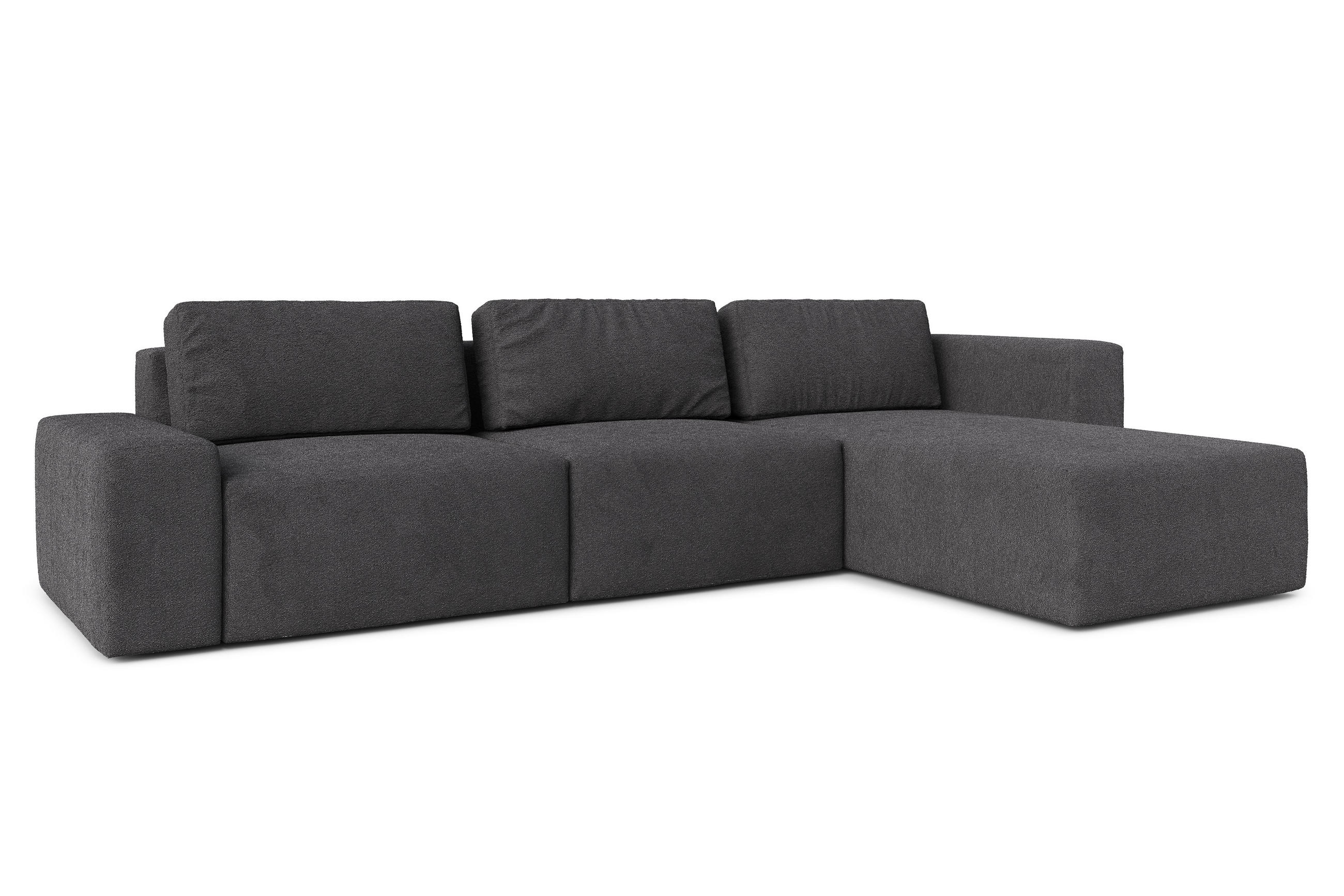 ECKSOFA L Form Arkleton Grau 360/180/93 cm Rechts Bequem & Modern - Dunkelgrau/Schwarz, Kunststoff/Textil (360/180cm) - AX Living
