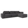 ECKSOFA L Form Arkleton Grau 360/180/93 cm Rechts mit Schlaffunktion - Dunkelgrau/Schwarz, Kunststoff/Textil (360/180cm) - AX Living