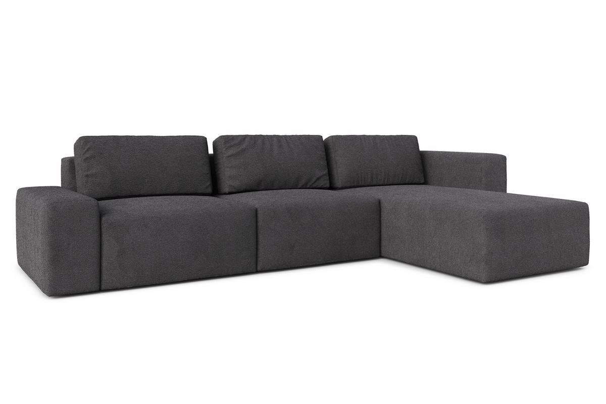 ECKSOFA L Form Arkleton Grau 360/180/93 cm Rechts Bequem & Modern - Dunkelgrau/Schwarz, Kunststoff/Textil (360/180cm) - AX Living