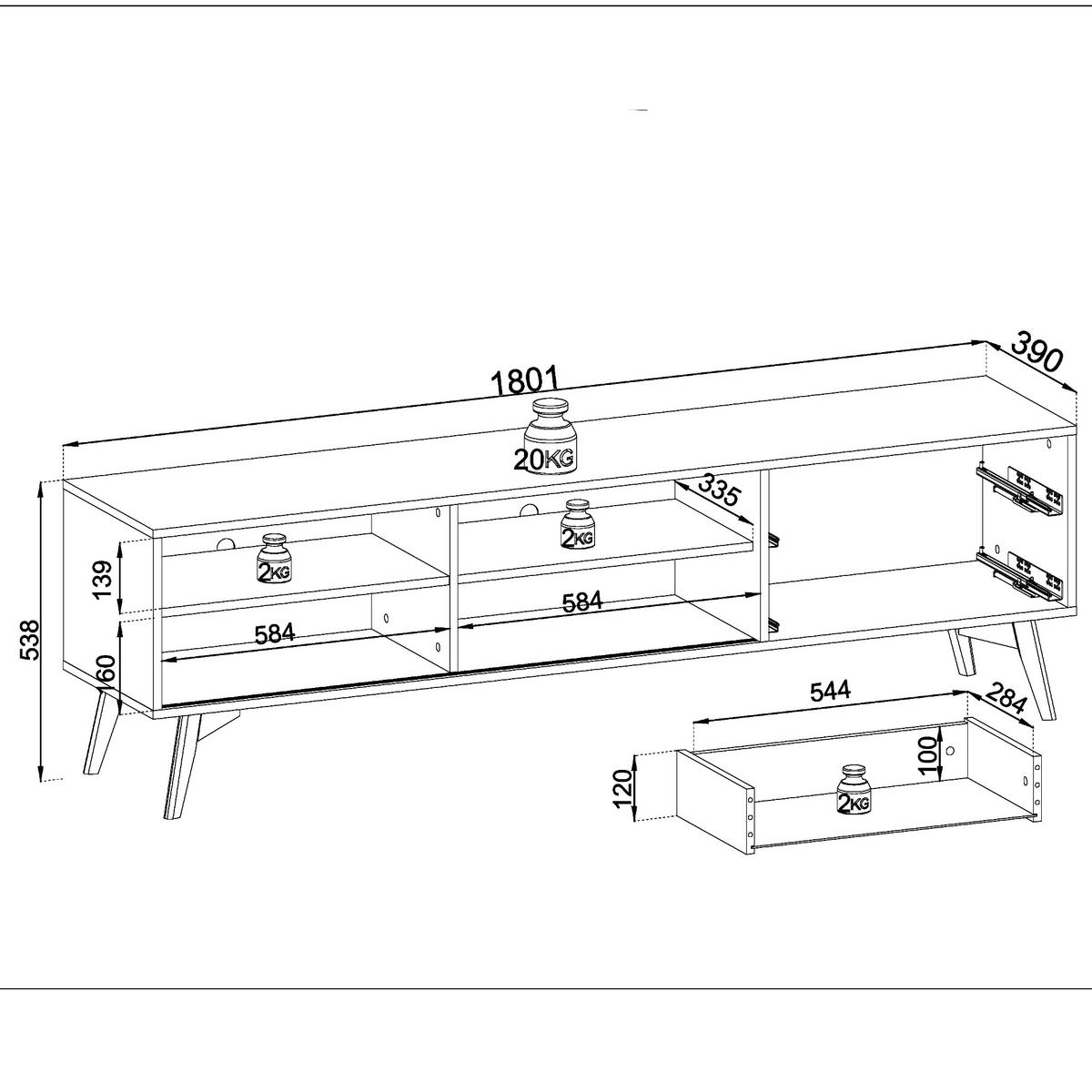 LOWBOARD TV ESTEVAN RTV1 Schiebetüren aus Glas Eiche Gold Eiche Gold - Eichefarben/Honig, Holz/Holzwerkstoff (180/54/39cm) - Komodee