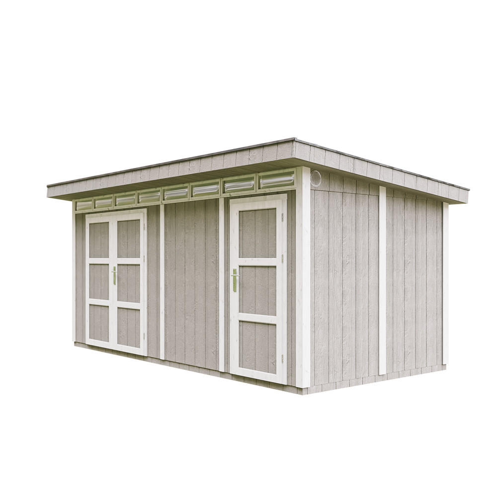 HOLZ-GARTHENHAUS Basis LP SmartSide 8.52 + 2.95 m² mit B530xL279xH237 cm - M905C - TUNDRA GREY - Grau, Holz (530/237/279cm) - Timbela