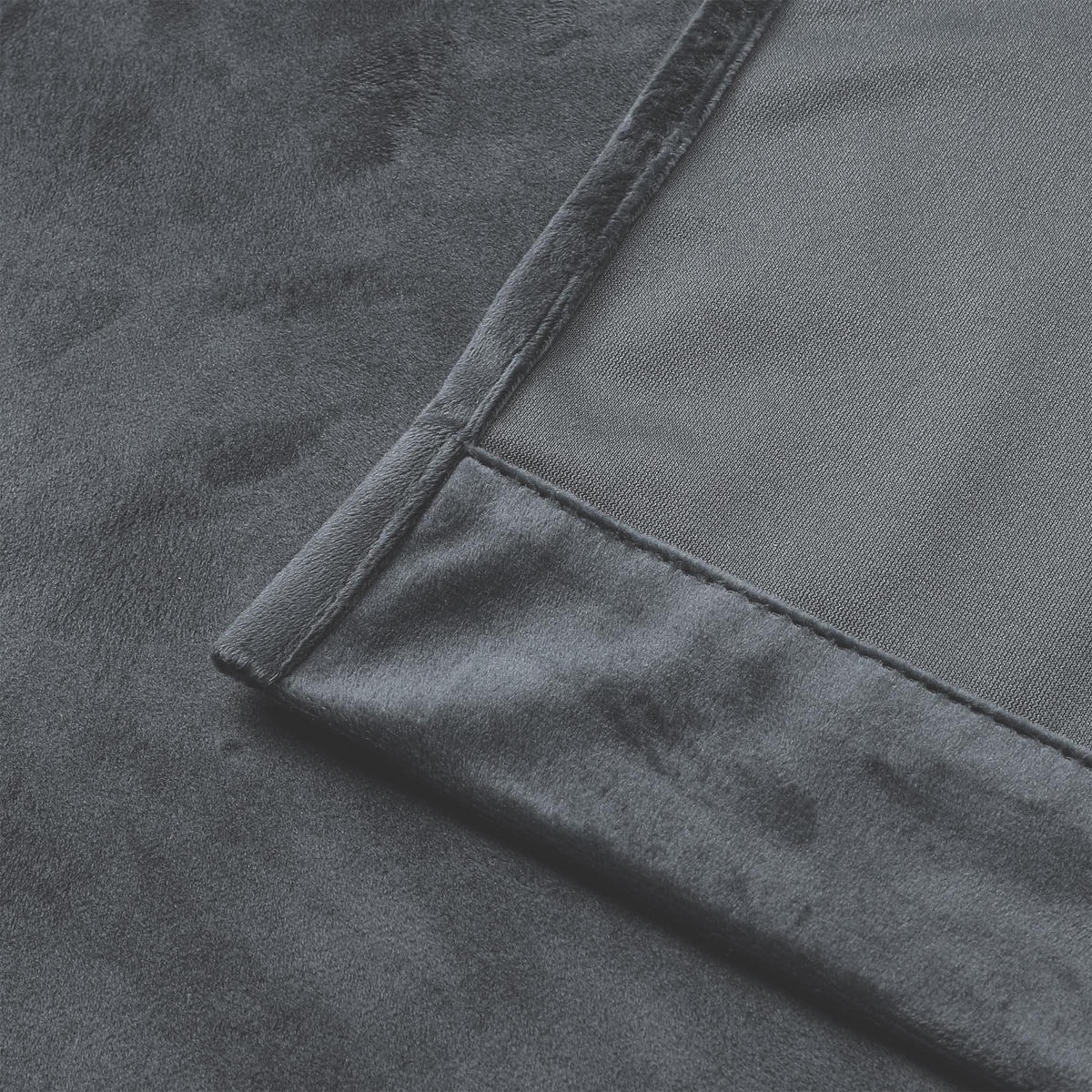 VORHANG Kräuselband Samt 140/245 cm Anthrazit - Anthrazit, Textil (140/245/245cm) - TiborTex