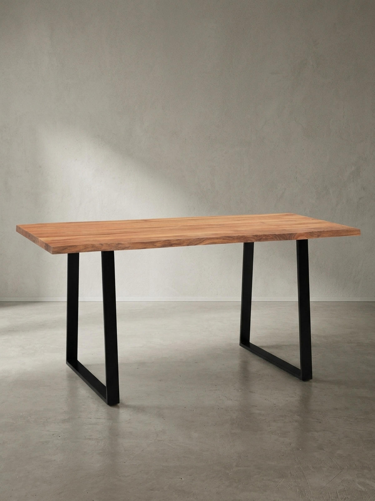 SCHREIBTISCH Massivholz Baumkante Handgefertigt Akazie TARN, Goldbraun-Schwarz 160x80x76 cm - Schwarz/Braun, Holz/Metall (80/160/76cm) - KADIMA DESIGN