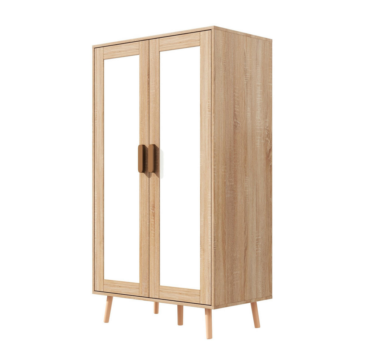 KLEIDERSCHRANK aus MDF 160x46x141,5 cm Natur/Weiß mit Kleiderstange und 2 Schubladen, flexible Aufbewahrung - Naturfarben, Holzwerkstoff (160/141.5/46cm) - Modfu
