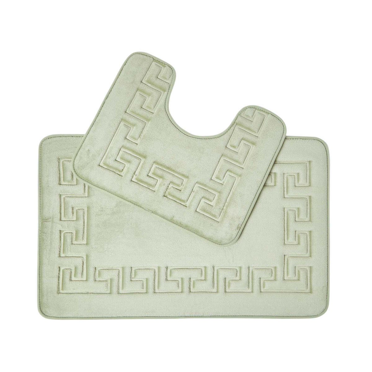 BADGARNITUR Memory Foam Mäander-Muster 2-teilig - Salbeigrün, Textil (50/80cm) - Homescapes