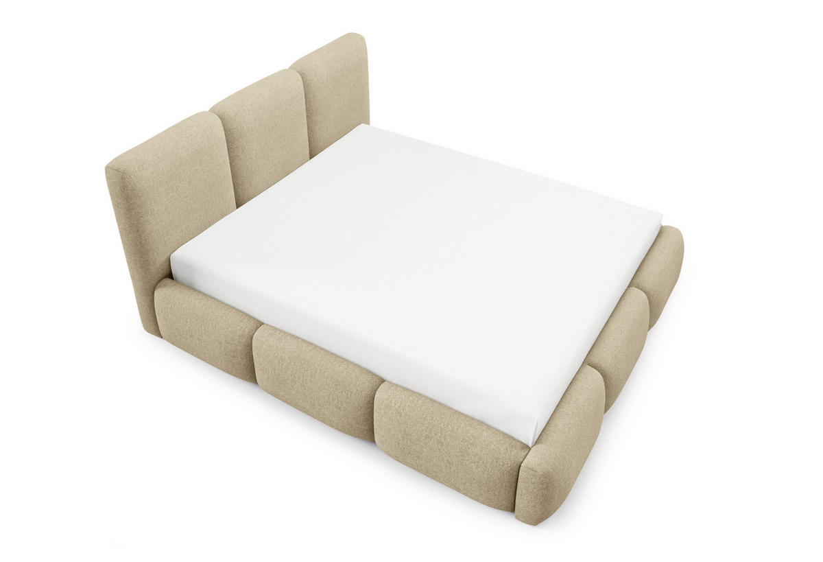 POLSTERBETT BOVA 180x200 cm mit Bettkasten,Lattenrost,Doppelbett,Boxspringbett-Optik-Beige - Beige, Holz (180/200cm) - Furnistar