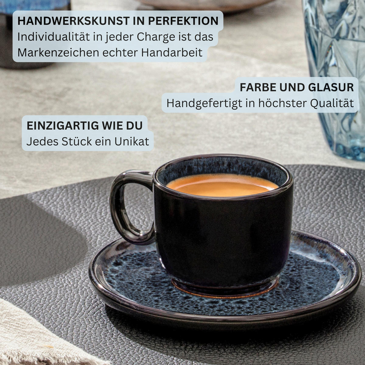 ESPRESSOTASSEN SET MANILA - 12 teilig aus Steingut - Blau, Stein (0.08L) - Sänger