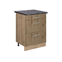 KÜCHENUNTERSCHRANK R-Line Artisan-Eiche 60 cm mit Schubladen AP Anthrazit - Honigeiche/Eiche Wotan, Holzwerkstoff (60/81.6/60cm) - Vicco