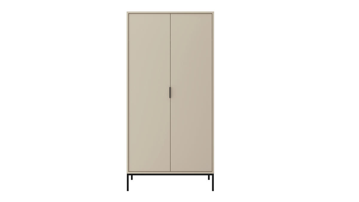 DREHTÜRENSCHRANK Austin - Beige/Schwarz, Holzwerkstoff (55/205/100cm) - RAUMHIRSCH FURNITURE