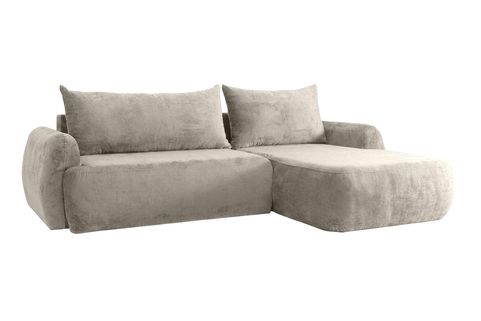 ECKSOFA Mit Schlaffunktion Und Bettkasten, Chenille-Stoff Perfecto, Beige, Rechts, HELA II - Beige, Holz (280/184cm) - Kaiser Möbel