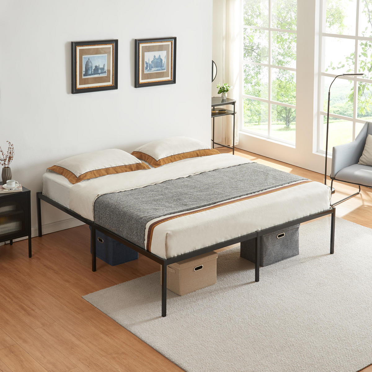 METALLBETT Vårdö - Schwarz, Metall (180/200cm) - [en.casa]