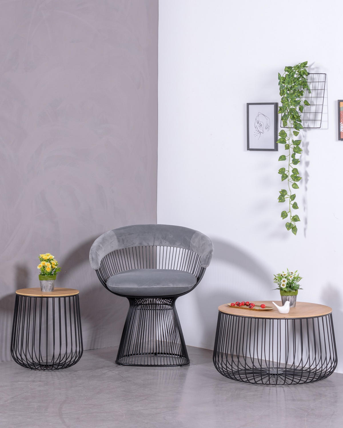 BEISTELLTISCH Rund Schwarz 39/39/42 cm - Schwarz, Holz (39/39/42cm) - Nest Dream