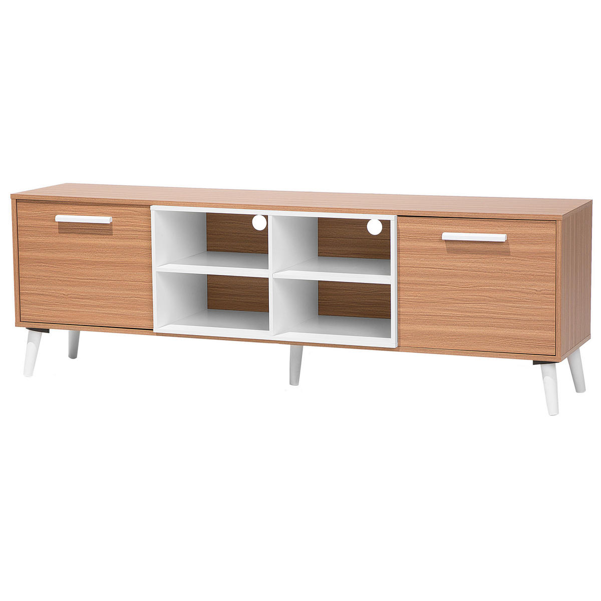 TV-MÖBEL Hellbraun, Weiß ALLOA 40/180/60 cm - Hellbraun, Holzwerkstoff (180/60/40cm) - Beliani