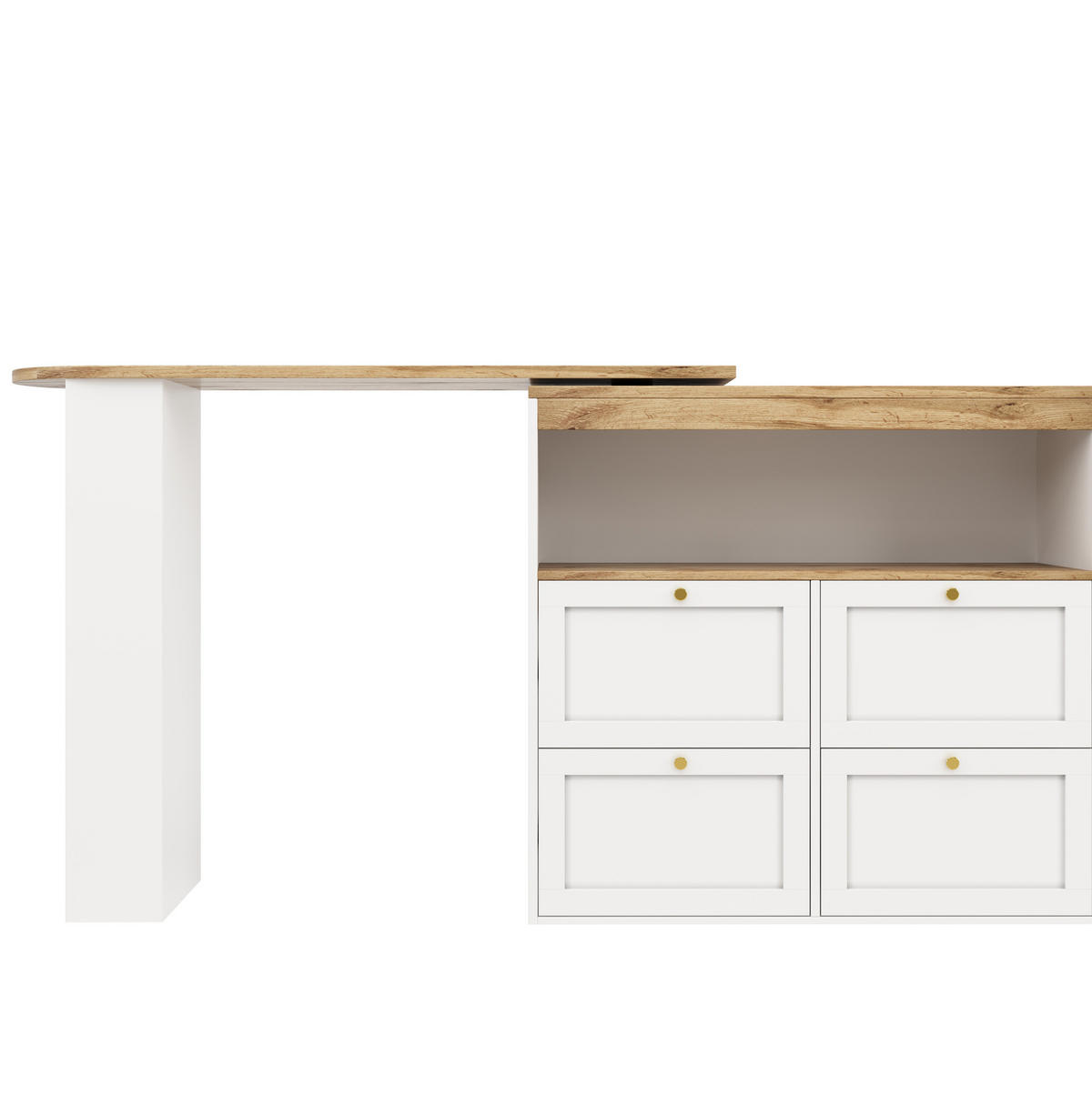 SCHRANK mit 4 Schubladen und Drehregal 105 x 39 x 102 cm Weiß - Weiß, Holz (39/104/204cm) - Beauniv
