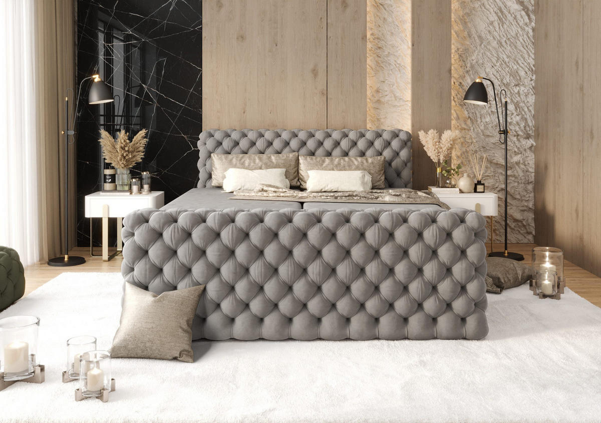 BOXBETT The Big One Figo Hellgrau 200x220 cm - Hellgrau, Textil (200/220cm) - B&B Home