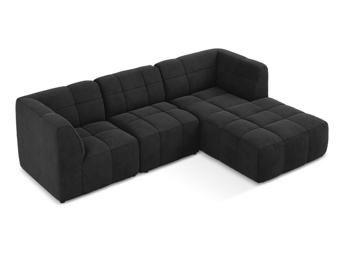 ECKSOFA Links Chenille Stoff Weiß - Schwarz/Weiß, Holzwerkstoff/Kunststoff (178/166cm) - Makamii