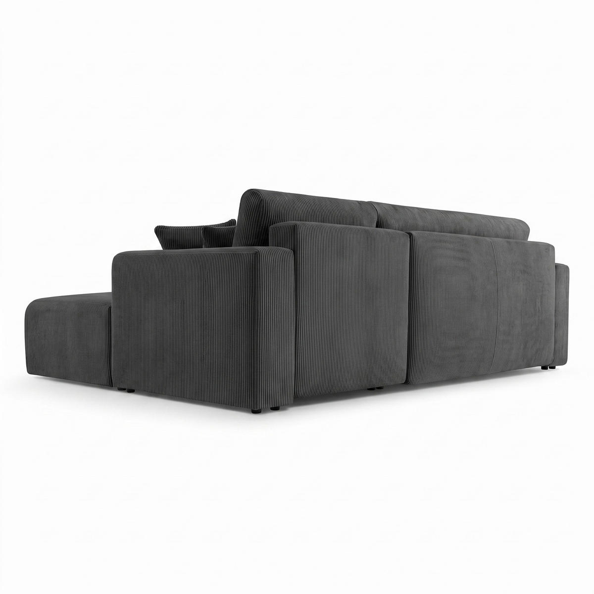 ECKSOFA PULA CORD GRAU - Anthrazit/Schwarz, Kunststoff/Textil (187/279cm) - Luxkor24