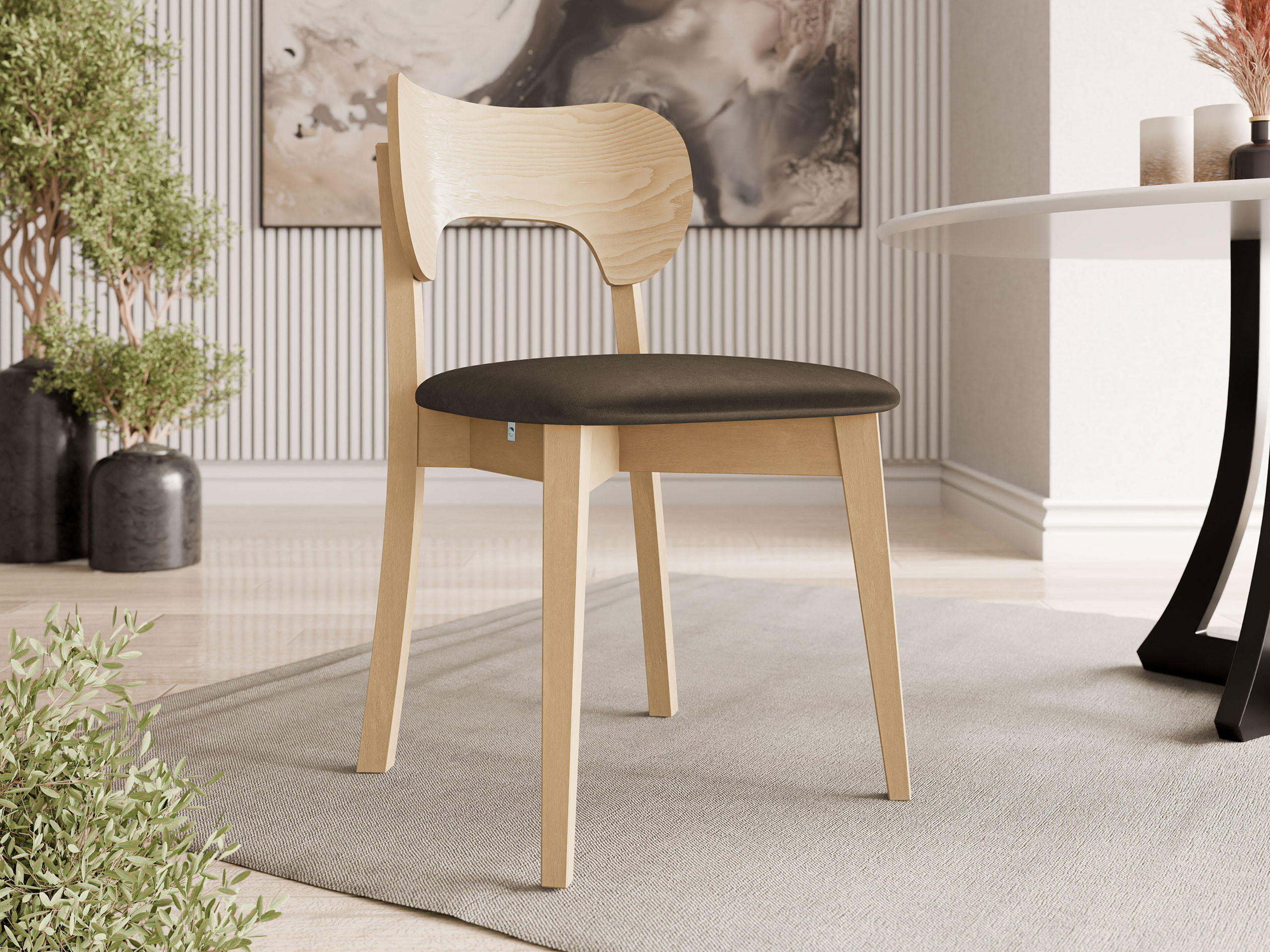 WOHNZIMMER STUHL KT64, Holzfarbe: Buche - Buchefarben/Braun, Holz/Textil (48/80/51cm) - MIRJAN24