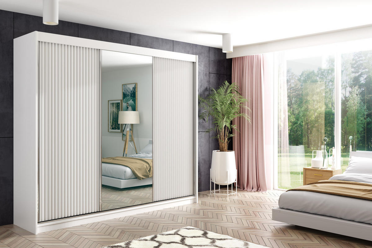 KLEIDERSCHRANK RYFLO - 250 - Weiß - Weiß, Holzwerkstoff (250/215/61cm) - ALTDECOR