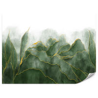 FOTOTAPETE für Schlafzimmer Abstrakte Grüne Aqwarell Blätter Glamour 200x140 - Gelb/Grau, Papier (200/140cm) - Muralo