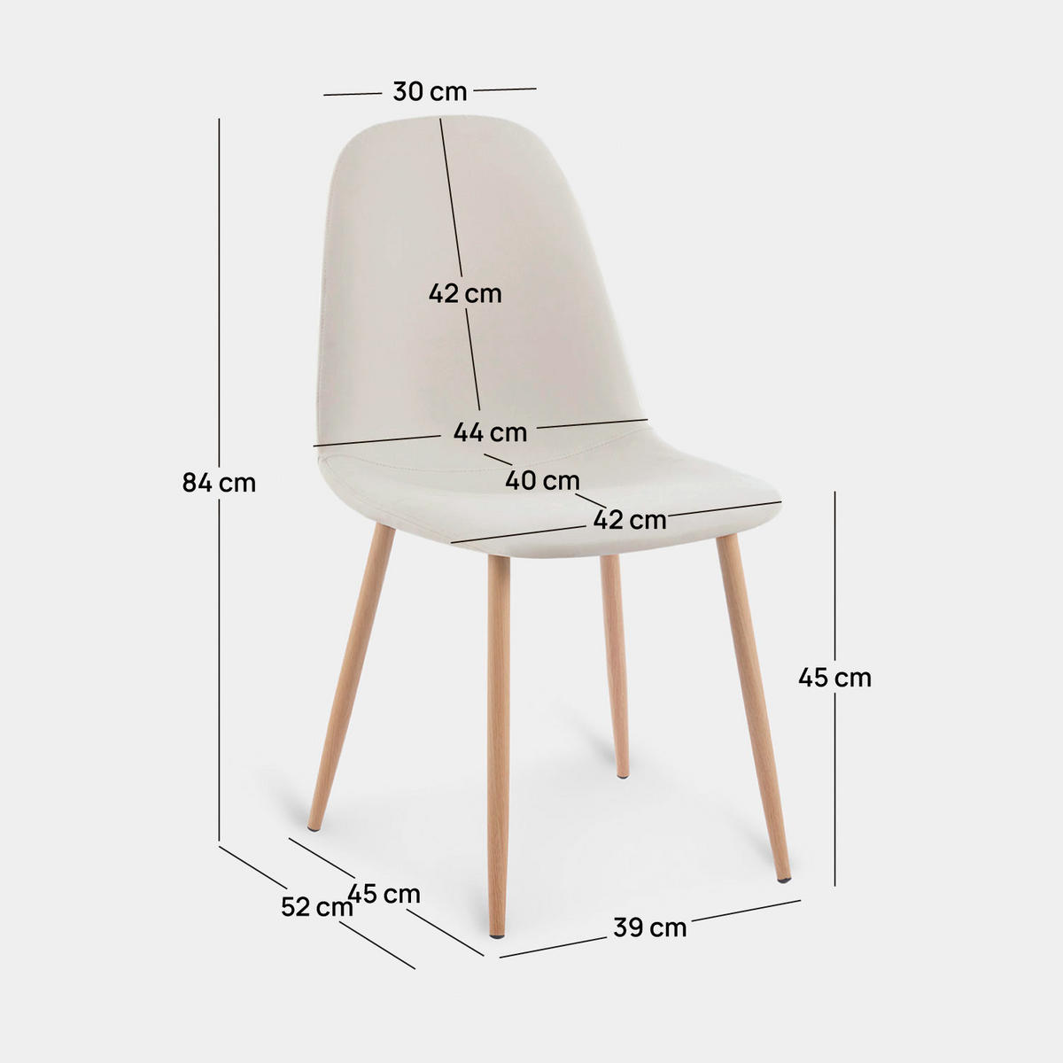 ESSZIMMERSTUHL Elia Beige 44 cm x 84 cm 4er-Set - Beige, Leder (44/84/52cm) - Klast Home