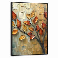 LEINWAND Bilder mit Rahmen - Baum - Abstrakt - Natur - Kunst - 70x100 - Goldfarben, Textil (70/100cm) - MuchoWow
