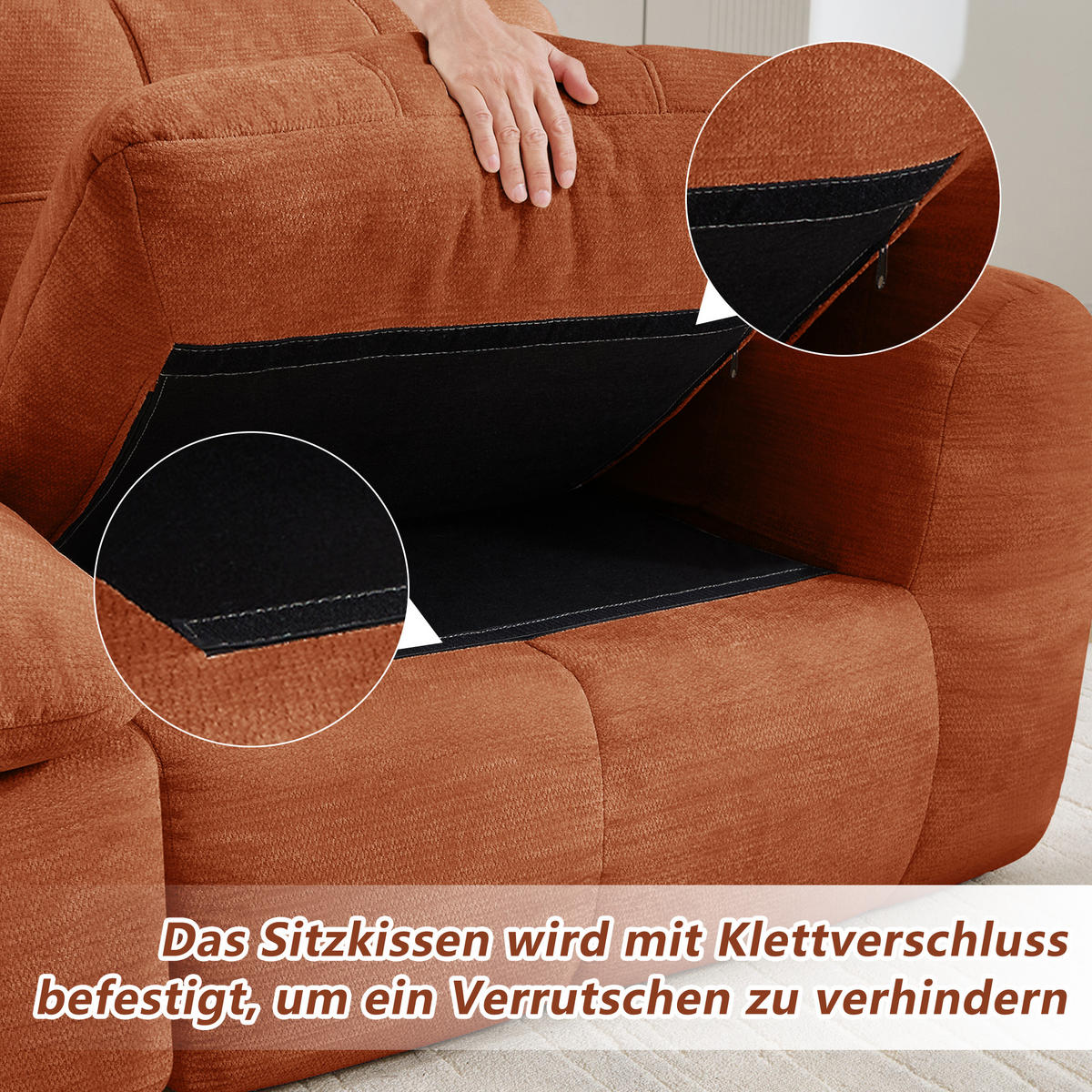 2-SITZER-SOFA DE-34464 quadratische Tuftung und 32D-Schaum Orange - Orange, Textil (97/68/194cm) - ComfortXL