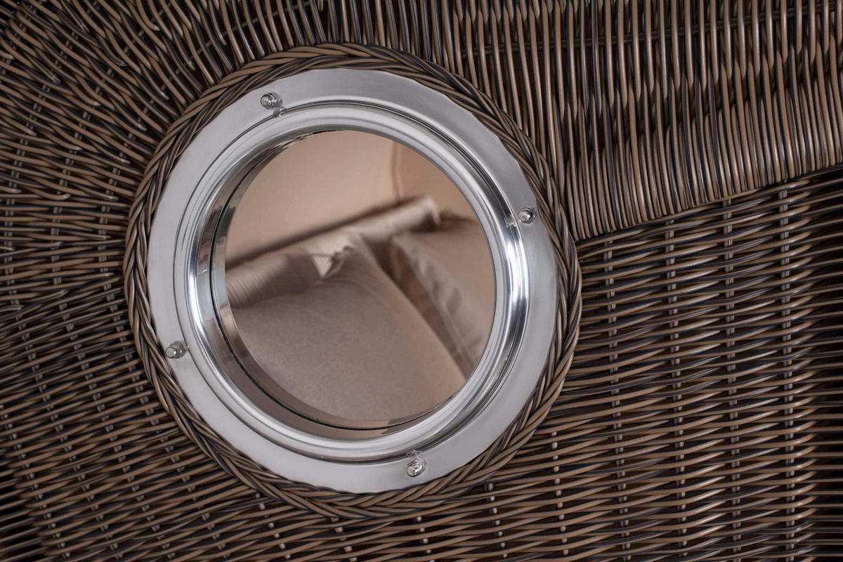 STRANDKORB 2-Sitzer Düne Mahagoni - Taupe/Braun, Holz/Metall (125/170/80cm) - Mr. Deko