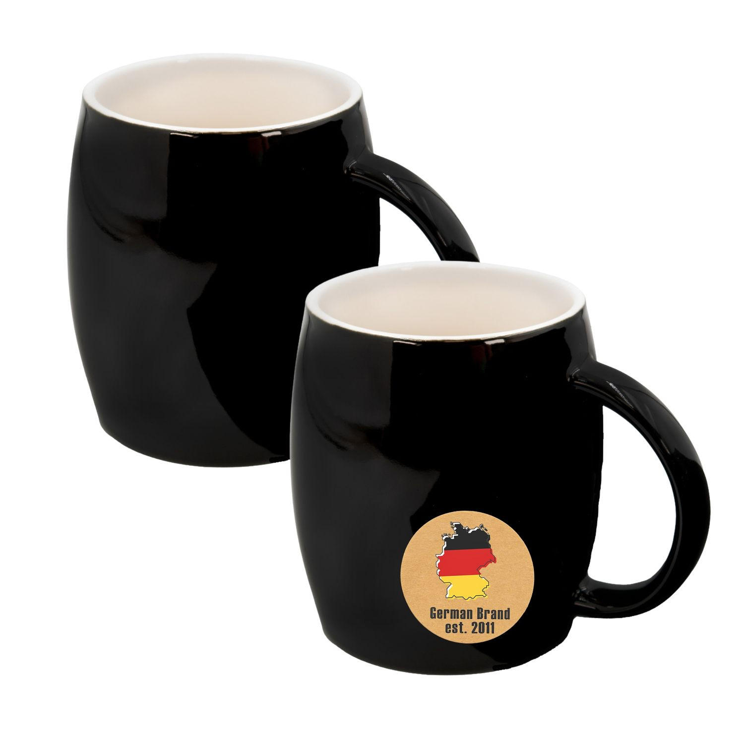 KAFFEETASSE TEETASSE (2er-Set) - Schwarz, Keramik (9/10.5/12.5cm) - Intirilife