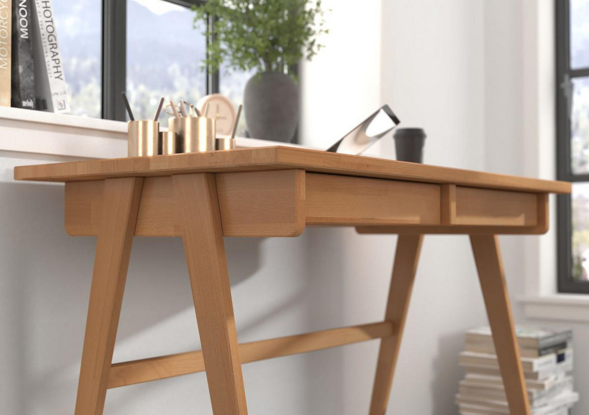 SCHREIBTISCH Edda, 120/65/75 cm in Naturfarben, Buchenholz - Buchefarben, Holz/Buchenholz (65/120/75.5cm) - Visby