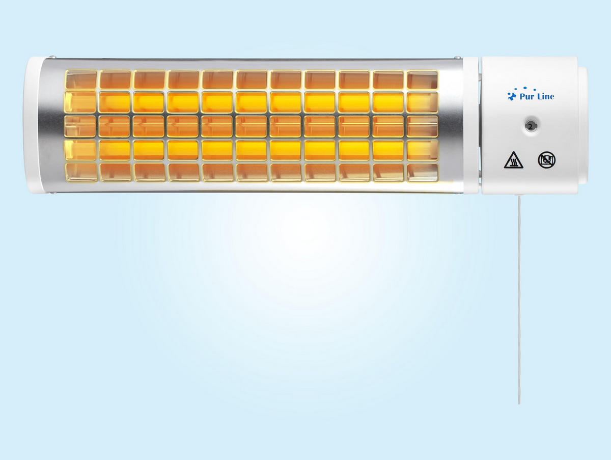 HALOGEN-HEIZUNG für Wandmontage Weiß für Außenbereich und Bad 1200 W - Weiß, Kunststoff/Metall (55/10/13cm) - Purline