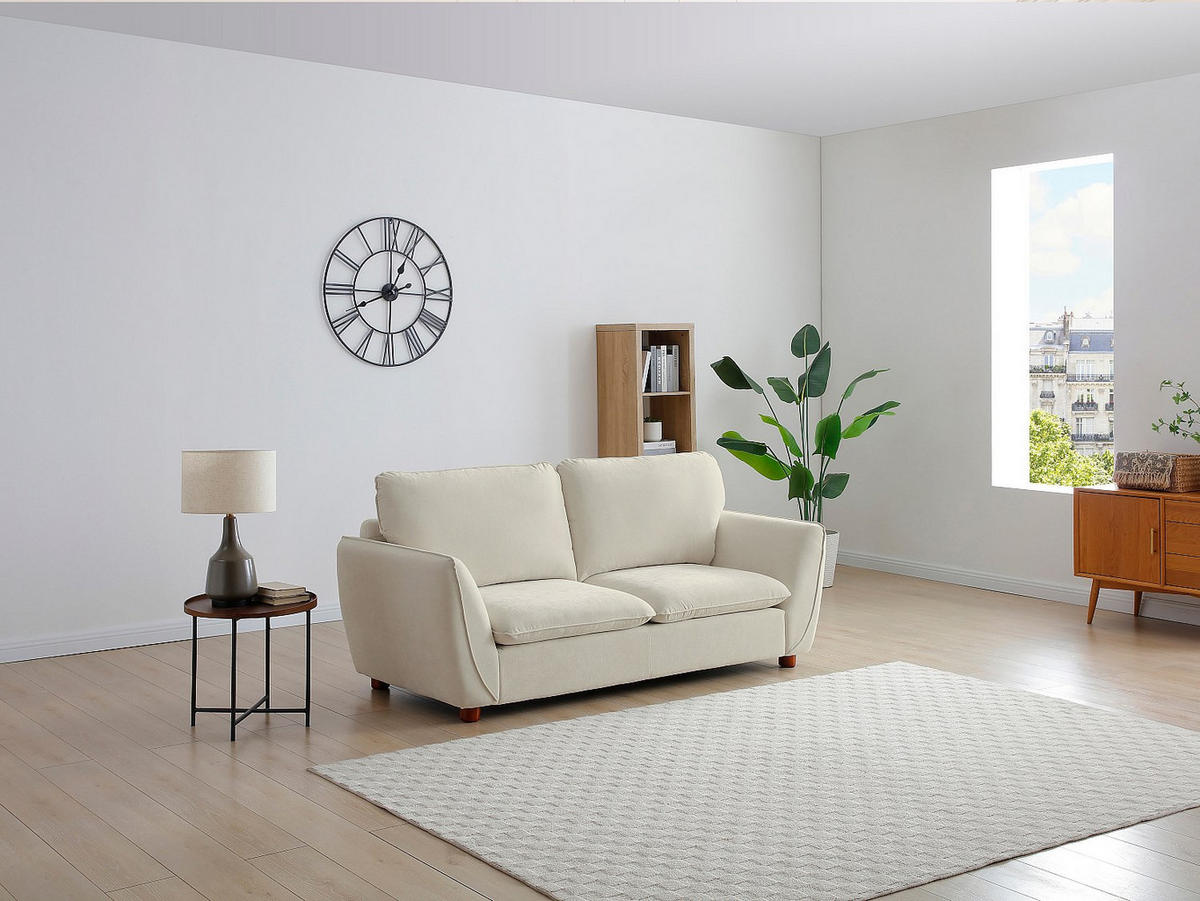 SOFA - 3 Personen - stoff - gebrochenes weiß Menardia - Weiß, Holz/Textil (207/92/89cm) - Vente-Unique