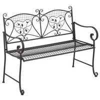 SITZBANK mit Rückenlehne, 2-Sitzer, 114 x 53,5 x 91 cm, Metall, Kaffee - Braun, Metall (114/91/53.5cm) - Outsunny