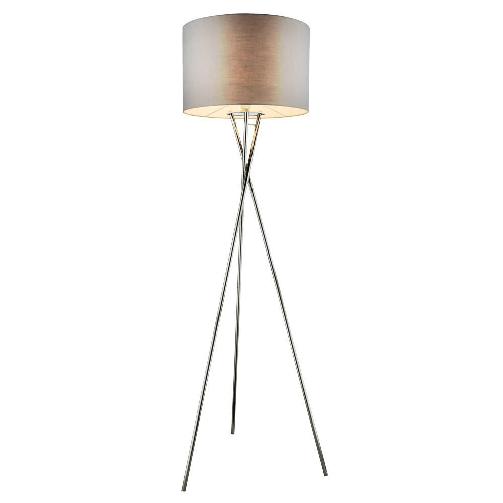 LED STEHLEUCHTE Chrom Grau Metall Textil - Silberfarben, Metall (54/54/160cm) - Globo Lighting