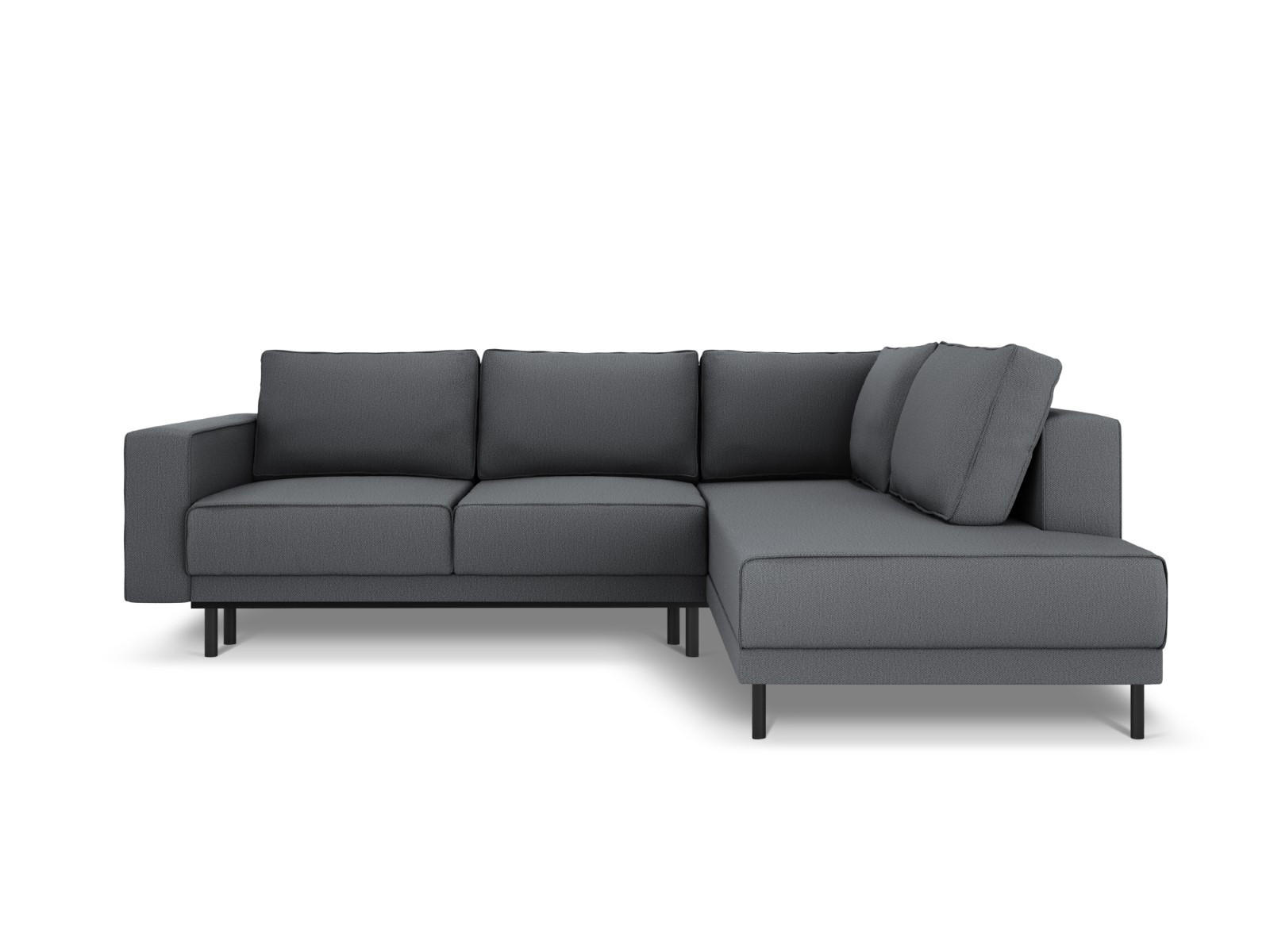 AUSKLAPPBARES-ECKSOFA rechts Caro aus strukturiertem Stoff dunkelgrau 5 Sitzplätze - Dunkelgrau, Textil (187/247cm) - Micadoni