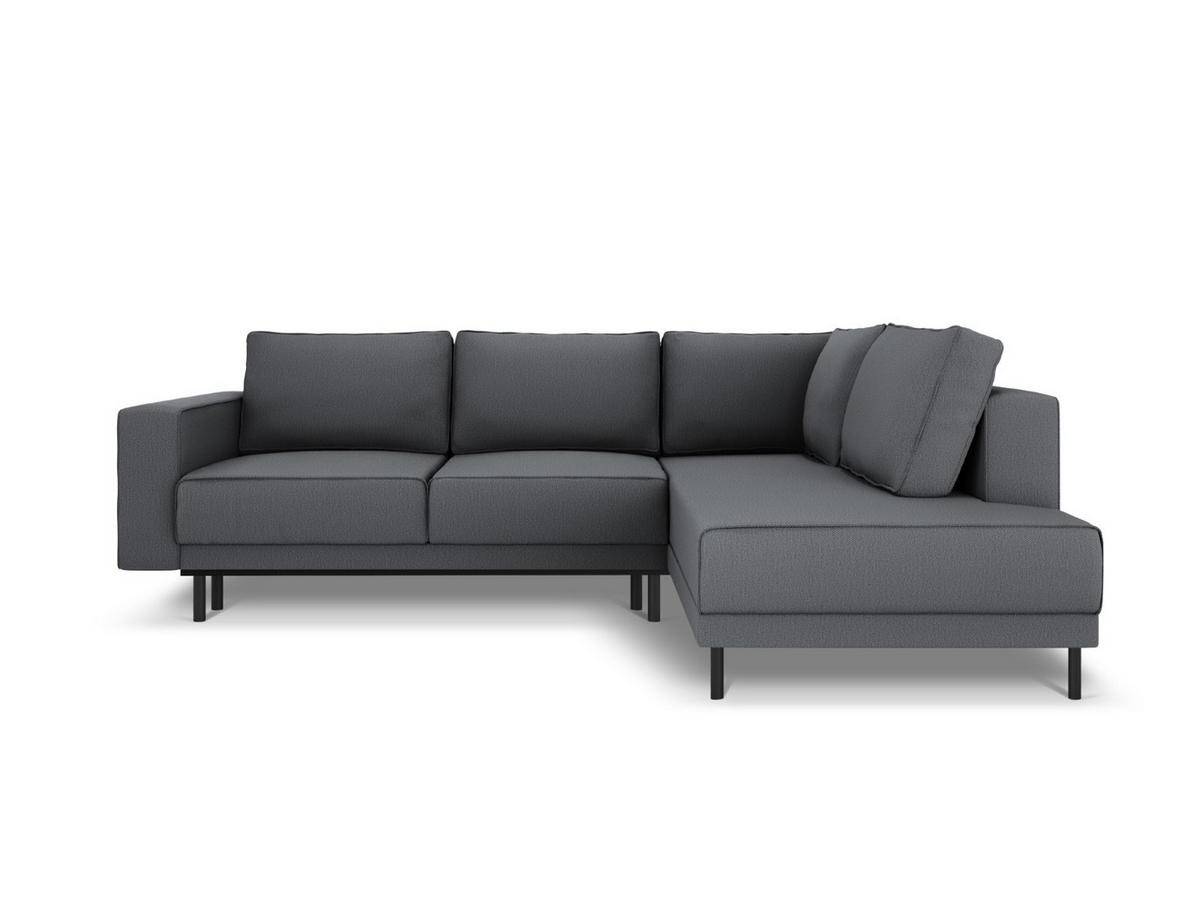 AUSKLAPPBARES-ECKSOFA rechts Caro aus strukturiertem Stoff dunkelgrau 5 Sitzplätze - Dunkelgrau, Textil (187/247cm) - Micadoni