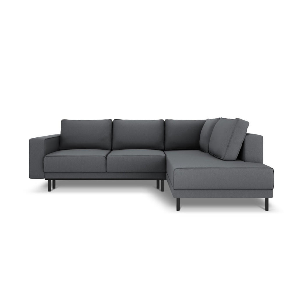 Thumbnail - Micadoni Ausklappbares-Ecksofa, Dunkelgrau, Textil, 5-Sitzer, L-Form, 247x187 cm, Hergestellt in Europa, Wohnzimmer, Sof...