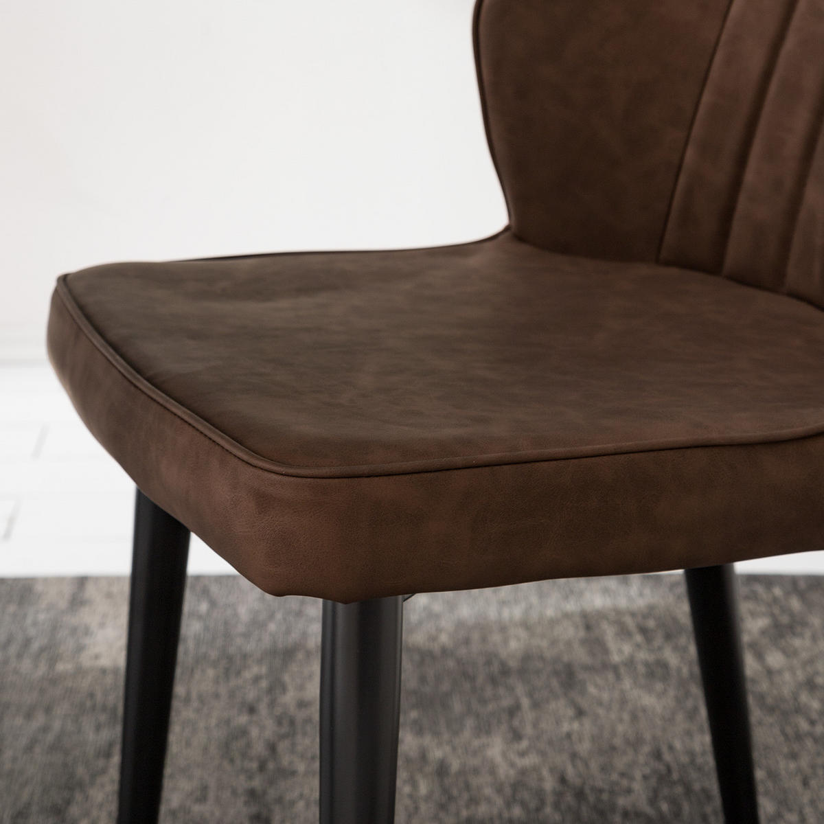 ESSZIMMERSTUHL - 2er-Set - Kunstleder / Stahl - Braun, Kunststoff/Metall (49/84/61cm) - home24