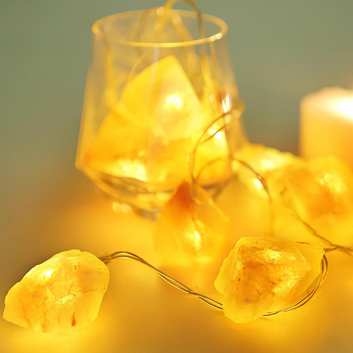 LED LICHTERKETTE Salzkristalle Rosa - Rosa, Kunststoff (165/4/4cm) - Globo Lighting